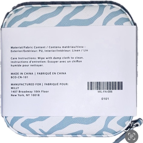 NWT MILLY TRAVELING JEWELRY 💍 CASE - BLUE 🩵 & WHITE 🤍 🦓, OS, BNWT - Picture 13 of 15